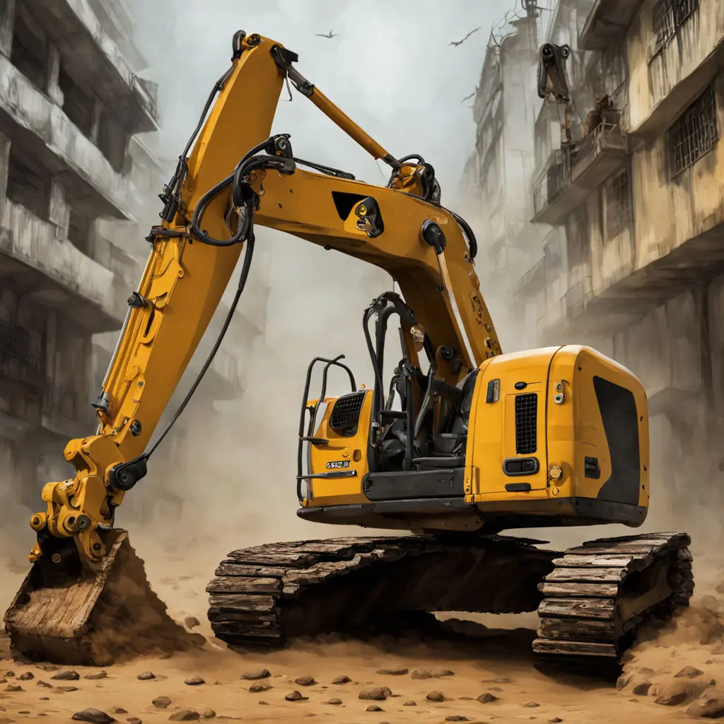 A construction site with an excavator.